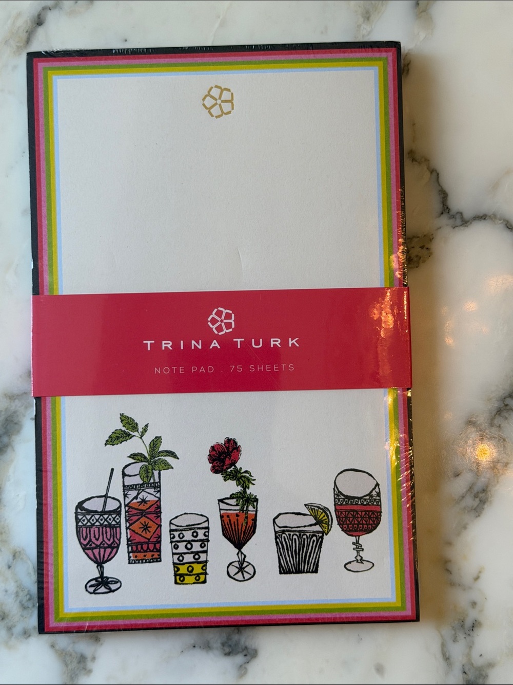 NWT Trina Turk Cocktail Drinks Notepad 75 Sheets Colorful Desk Stationery